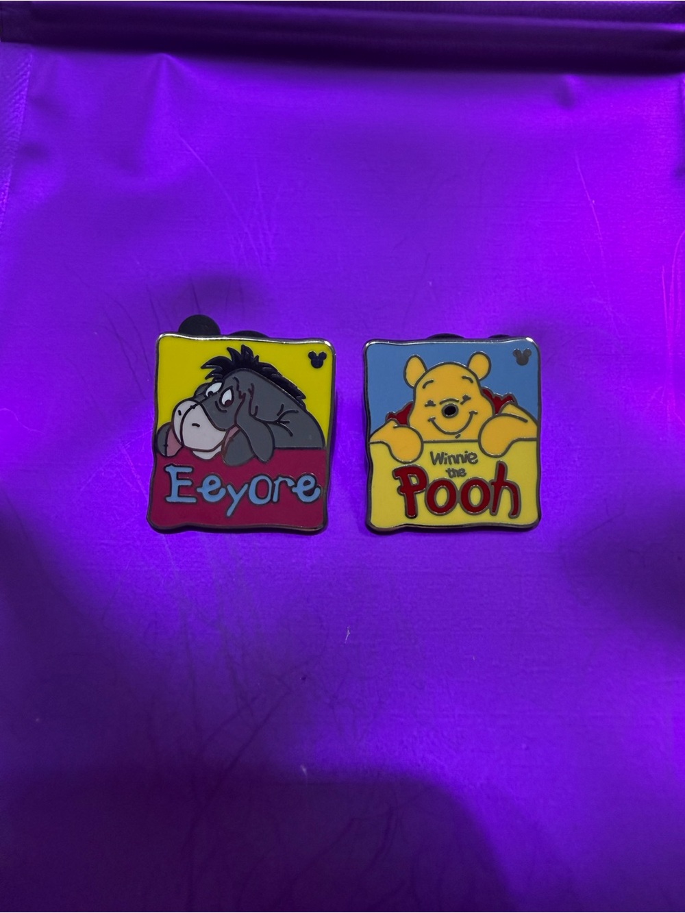 Disney Winnie the Pooh & Eeyore Enamel Pin Set - Yellow, Red, Blue